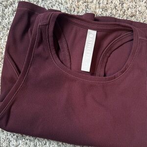 Athleta Women’s Dark Purple/Burgundy Ribbed Halter Crop Tank Top, Medium